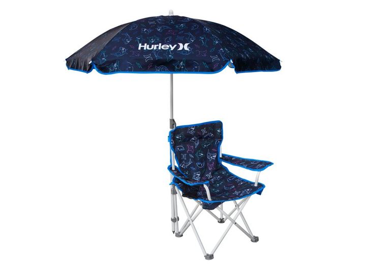 E-Z Up Hurley kids quad chair with umbrella, navy shark Main Image