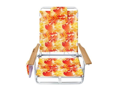 E-Z UP Hurley Deluxe Backpack Wood Arm Beach Chair – Deluxe Tangerine Main Image