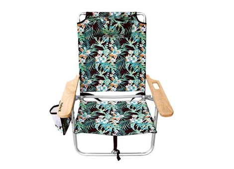E-Z UP Hurley Mid-Height Wood Arm Beach Chair – Black Hawaiian