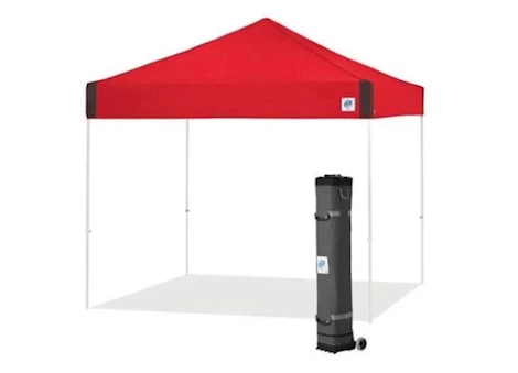 E-Z UP Pyramid 10' x 10' Shelter – Red Top / White Steel Frame