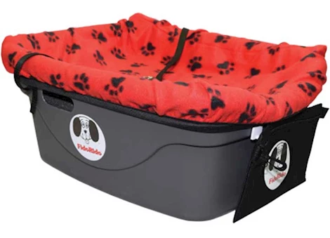 Fido Pet Products Fidorido pet car seat-redwith black paw prints fleece- small harness