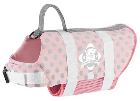 Fido Pet Products Xs - pink gray polka dot neoprene dog life jacket Main Image