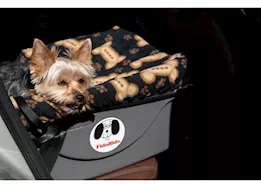 FidoRido® Dog Car Seat, Black with Tan Bones Fleece, Medium