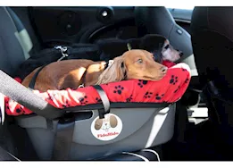 Fido Pet Products Fidorido pet car seat-redwith black paw prints fleece- small harness
