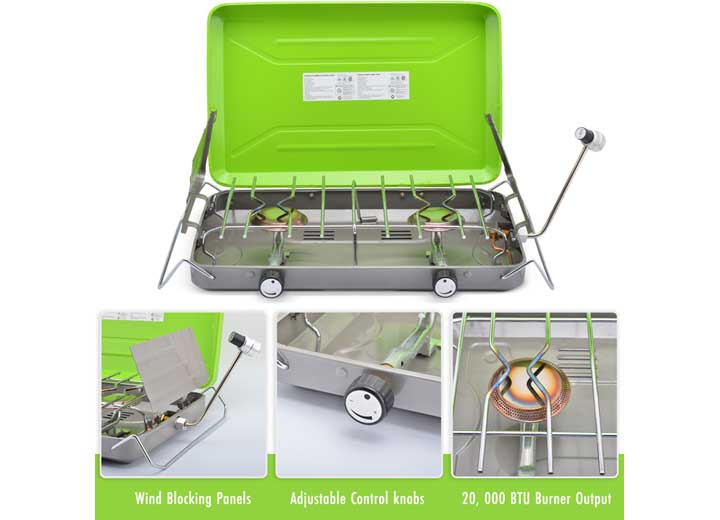 Flame King 2 burner portable propane gas classic camping stove grill Main Image