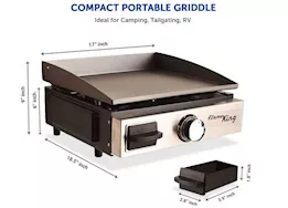 Flame King 17in griddle with 1lb regulator and rv mounting bracket/stand
