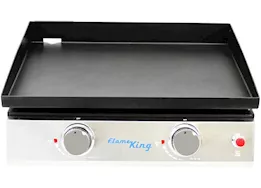 Flame King 2-burner propane tabletop 22in, heavy duty flat top cast iron griddle grill stat