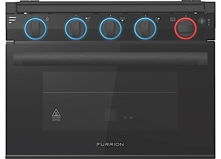 Lippert 17IN RV 3-BURNER GAS RANGE W/GLASS DOOR, 2-COLOR LED KNOB, BLACK