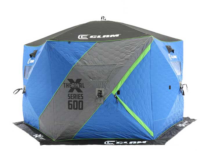 CLAM X-600 THERMAL 4-6 PERSON 11.5’ PORTABLE HUB ICE FISHING SHELTER