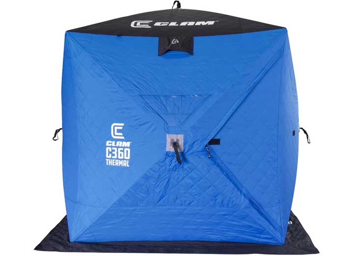 CLAM C-360 THERMAL 2-3 PERSON 6’X6’ PORTABLE HUB ICE FISHING SHELTER