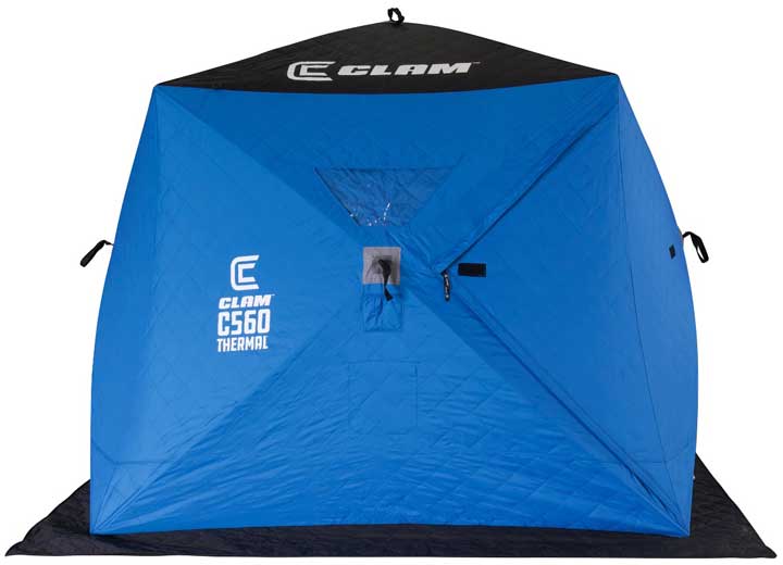 CLAM C-560 THERMAL 3-4 PERSON 7.5’X7.5’ PORTABLE HUB ICE FISHING SHELTER
