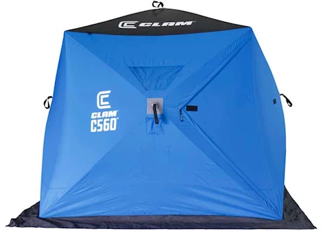 Clam C-560 3-4 Person 7.5’x7.5’ Portable Hub Ice Fishing Shelter
