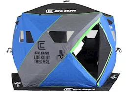 Clam X-500 Lookout Thermal 4-6 Person 9’ Portable Hub Ice Fishing Shelter