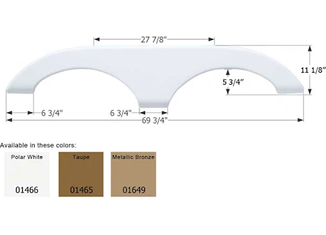 Icon Replacement Tandem Axle Fender Skirt for Keystone RVs - 69-3/4" x 11-1/8", Polar White Main Image