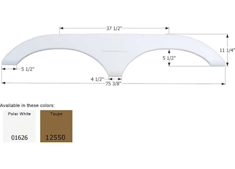 Icon Replacement Tandem Axle Fender Skirt for Keystone RVs - 75-3/8" x 11-1/4", Polar White Main Image