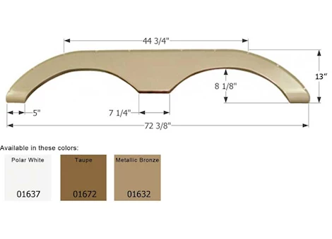 Icon Replacement Tandem Axle Fender Skirt for Keystone RVs - 72-3/8" x 13", Polar White