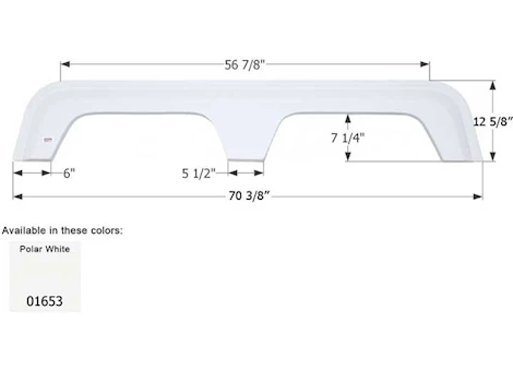 Icon Replacement Tandem Axle Fender Skirt for Coachmen Trailers - Polar White