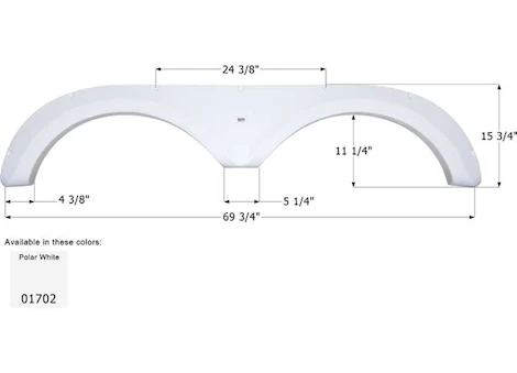 Icon Replacement Tandem Axle Fender Skirt for Jayco RVs - 69-3/4" x 15-3/4", Polar White
