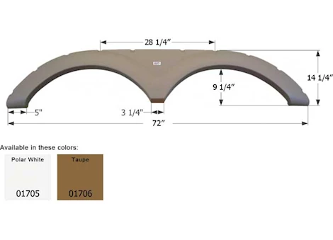 Icon Replacement Tandem Axle Fender Skirt for Keystone RVs - 72" x 14-1/4", Taupe Main Image