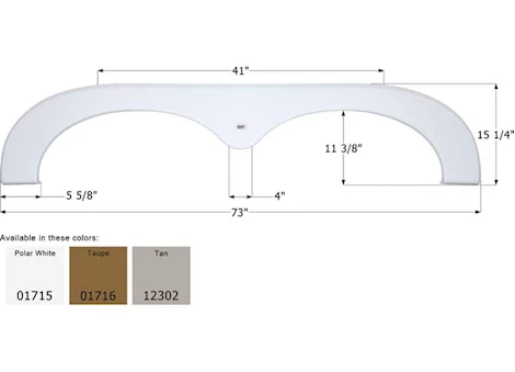 Icon Replacement Tandem Axle Fender Skirt for Keystone RVs - 73" x 15-1/4", Taupe|01716