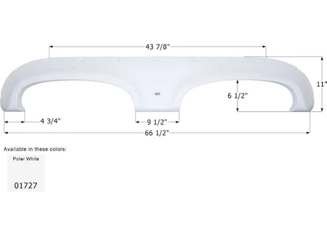 Icon Replacement Tandem Axle Fender Skirt for Keystone RVs - 66-1/2" x 11", Polar White Main Image