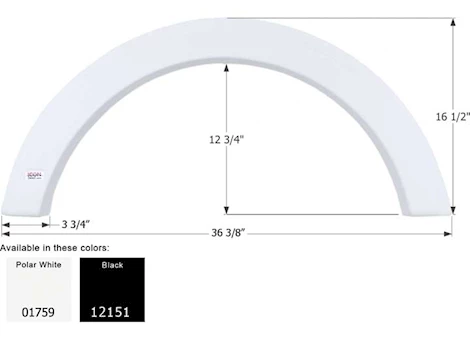 Icon Technologies Limited RV Fender skirt, single, icon, fs1759, polar white Main Image