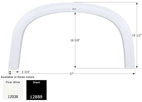 Icon Replacement Single Axle Fender Skirt for Four Winds RVs - 36-7/8" x 19-1/4", Polar White