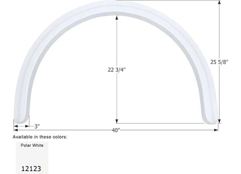Icon Replacement Single Axle Fender Skirt for Four Winds RVs - 40" x 25-5/8", Polar White