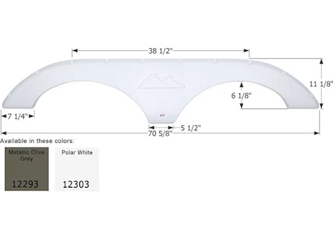 Icon Replacement Tandem Axle Fender Skirt for Keystone RVs - 70-5/8" x 11-1/8", Polar White