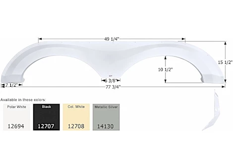 Icon Technologies Limited RV Fender skirt, tandem, evergreen, fs2694, colonial white Main Image