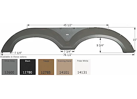 Icon Technologies Limited RV FENDER SKIRT, TANDEM, COACHMEN, FS2600, BLACK