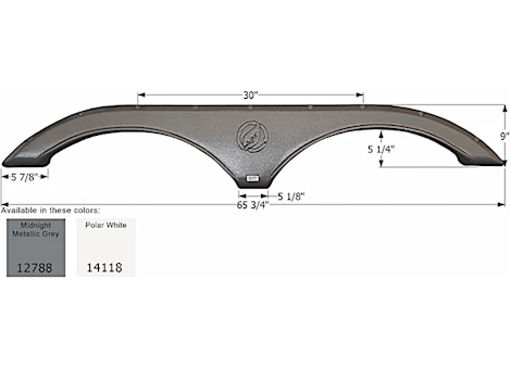 Icon Technologies Limited RV FENDER SKIRT, TANDEM, EVERGREEN, FS2788, MIDNIGHT MET. GREY