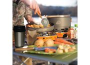 Jetboil genesis base camp dual-burner cooking system includes fluxpot, frypan & carrying bag