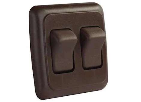 JR Products DOUBLE ROCKER SWITCH ASSEMBLY W/BEZEL, BROWN