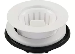 JR Products Plastic strainer w/threaded basket, white
