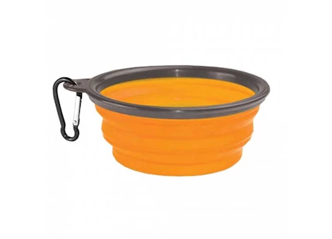 KUMA Outdoor Gear Collapsible Silicone Dog Bowl with Carabiner – 34 oz., Orange/Grey