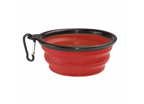 KUMA Outdoor Gear Collapsible Silicone Dog Bowl with Carabiner – 34 oz., Red/Black
