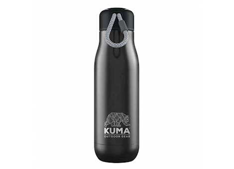 KUMA Outdoor Gear Rope Water Bottle – 17 oz., Black, Vacuum Sealed Double Wall Stainless Steel