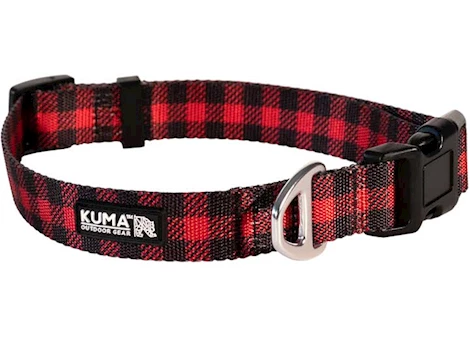 Kuma Outdoor Gear LAZY BEAR DOG COLLAR - MEDIUM - 14-20IN- RED/BLACK