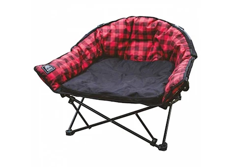 LAZY BEAR DOG BED - RED PLAID