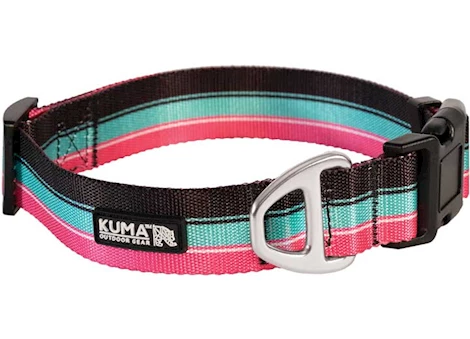 Kuma Outdoor Gear BACKTRACK DOG COLLAR - LARGE - 20-26IN - VICE - BLACK/PINK/TEAL