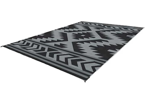 KUMA Outdoor Gear Reversible Outdoor Mat – 12’ x 9’, Santa Fe Boho, Black/Grey
