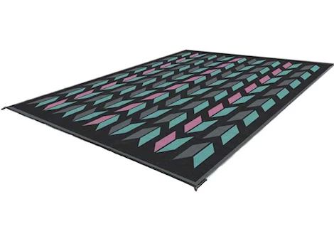 KUMA Outdoor Gear Reversible Outdoor Mat – 9’ x 9’, Chevron, Vice (Bermuda/Pink/Graphite/Black)