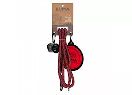 KUMA Outdoor Gear 3 in 1 Dog Leash, Collapsible Bowl, & Waste Bag Dispenser – Red/Black