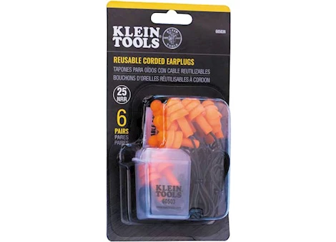 Klein Tools CORDED EARPLUGS, 6-PAIR PACK