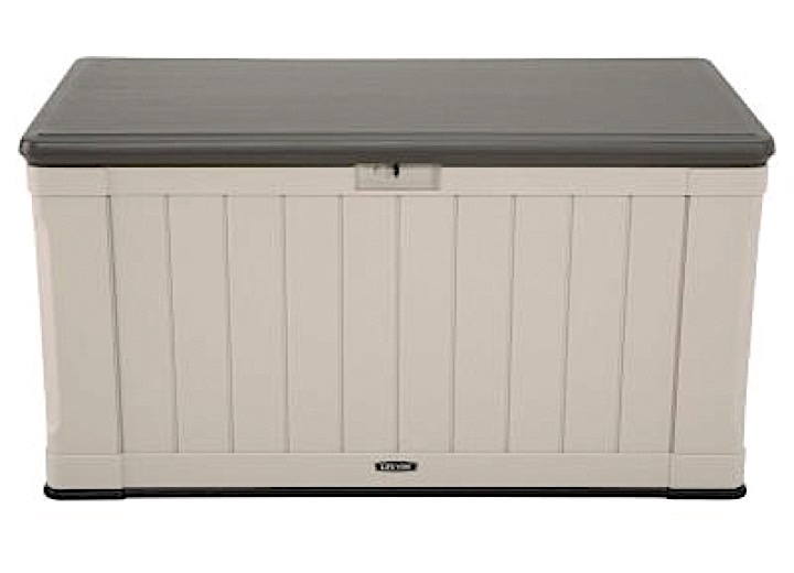 Lifetime Heavy-Duty Outdoor Storage Deck Box - 50.3"L x 25.2"W x 26"H, Brown/Desert Sand/Black Main Image