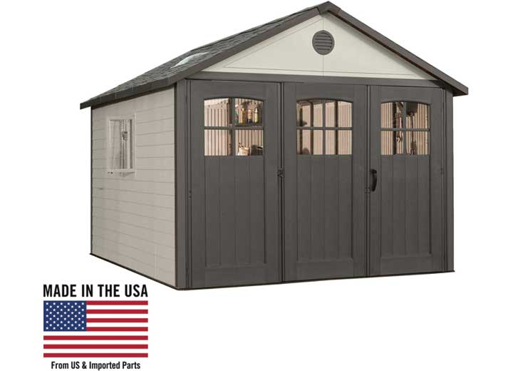 LIFETIME OUTDOOR STORAGE SHED WITH TRI-FOLD DOORS - 11 FT. X 11 FT.
