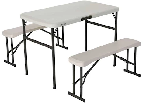 LIFETIME FOLDING PICNIC TABLE WITH BENCHES- ALMOND
