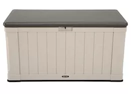 Lifetime Heavy-Duty Outdoor Storage Deck Box - 50.3"L x 25.2"W x 26"H, Brown/Desert Sand/Black
