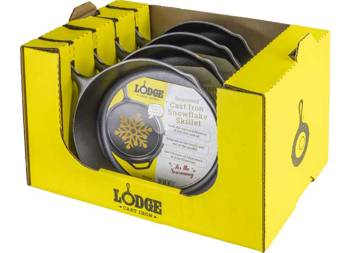 Lodge 12in cast iron snowflake skillet , tray pack of 4